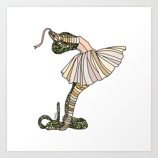 Snake Ballerina Tutu Art Print