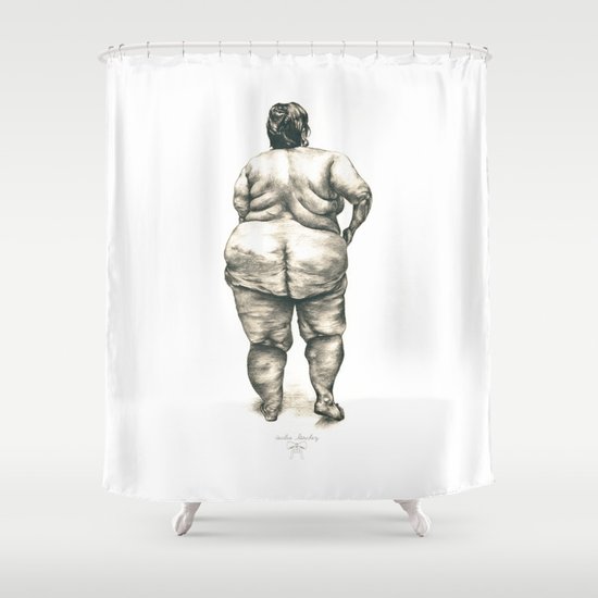 mujer en la ducha Shower Curtain