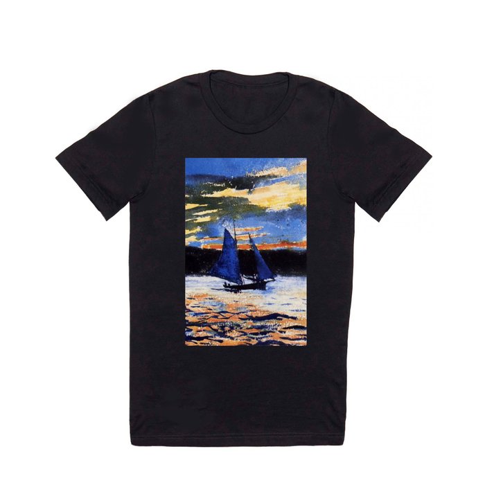 Winslow Homer's Gloucester Sunset nautical maritime landscape painting with sailboat - sailing T Shirt