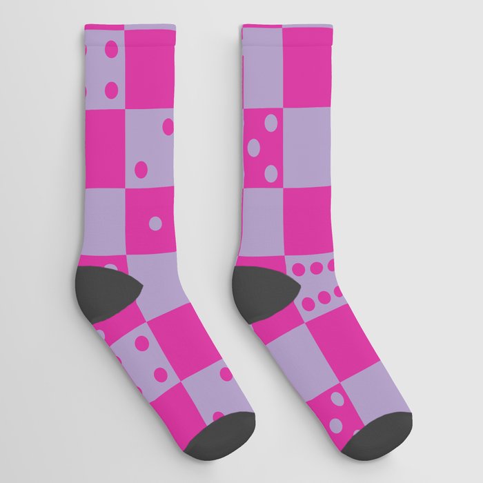 Checkered Dice Pattern \\ Y2K Colors Socks