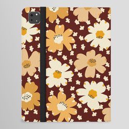 Retro Spring Flower Meadow Brown iPad Folio Case