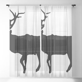 Graphic Silhouette Elk 02 Sheer Curtain