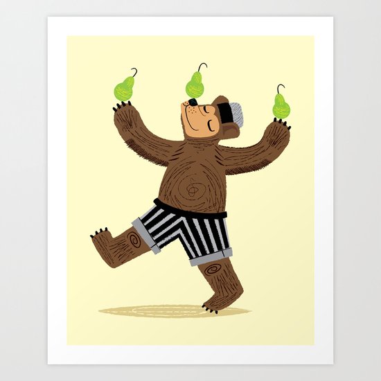 A Bear With Pears Art Print
