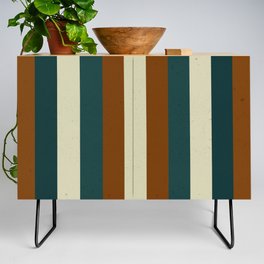 Burnt teal beige dusty retro 60S stripes Credenza