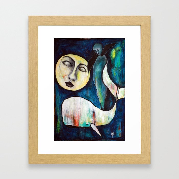 Whale & the Moon Framed Art Print