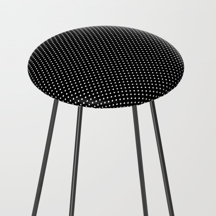 Classic White Polka Dot Hearts On Black Background Counter