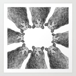Bear Huddle Art Print