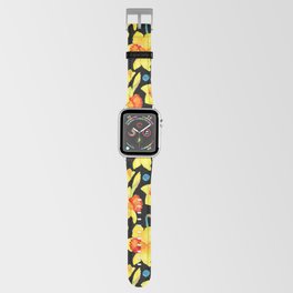 Yellow Daffodils with a Black Background Apple Watch Band