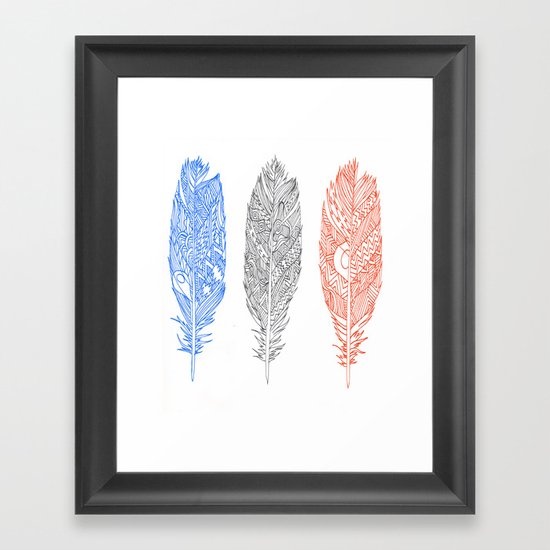 Patterned Plumes Framed Art Print