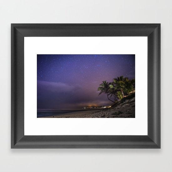 HAWAII - NorthShore night Sky - Stars and beach Framed Art Print