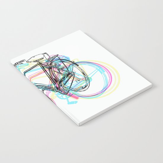 Artistic modern pink teal abstract bicycles art Notebook