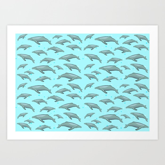 Whales Pattern - Ocean inspired Art Print