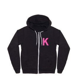 Letter K (Pink & White) Zip Hoodie