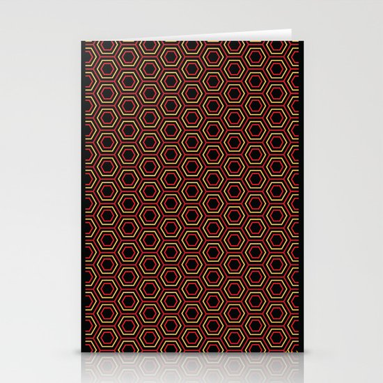Hexagon Pattern in Red Stationery Cards