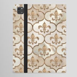 Fleur-de-lis pattern pearl and gold iPad Folio Case