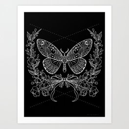 Moth Floral Art Print