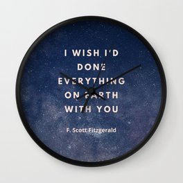 I wish I'd done everything, Great Gatsby, Fitzgerald, F. Scott Fitzgerald, Love, Relationship, Romantic, Couple Wall Clock