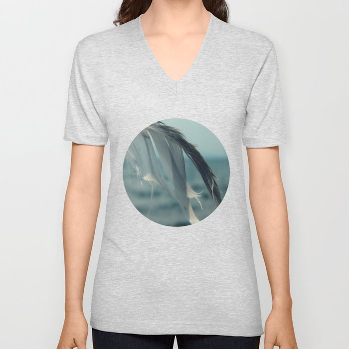 Ocean Feather V Neck T Shirt