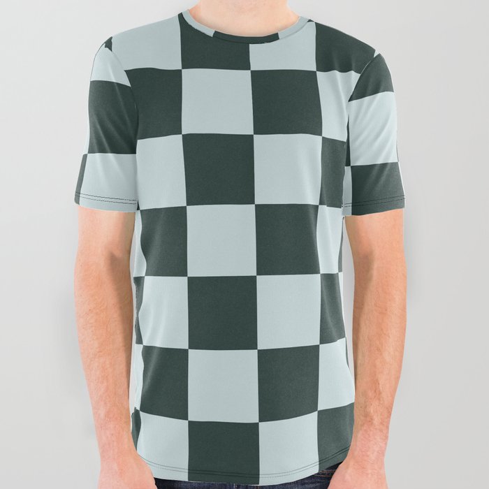 Checker Pattern in Pine Grove Blue + Wan Blue Colors (xii 2021) All Over Graphic Tee