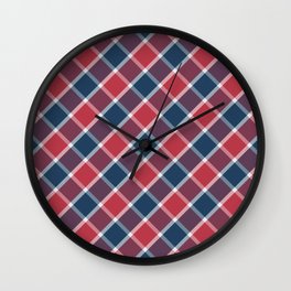 Nautical style check navy-red-purple Wall Clock