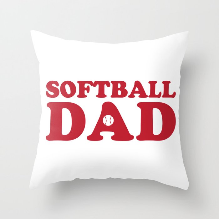 Softball Dad Red Throw Pillow