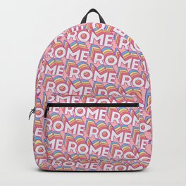 Rome, Italy Trendy Rainbow Text Pattern (Pink) Backpack