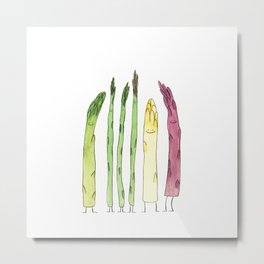 Asparaguys Metal Print | Penandink, Kids, Vegetables, Watercolor, Nature, Illustration, Vegan, Green, Purple, Kitchen 