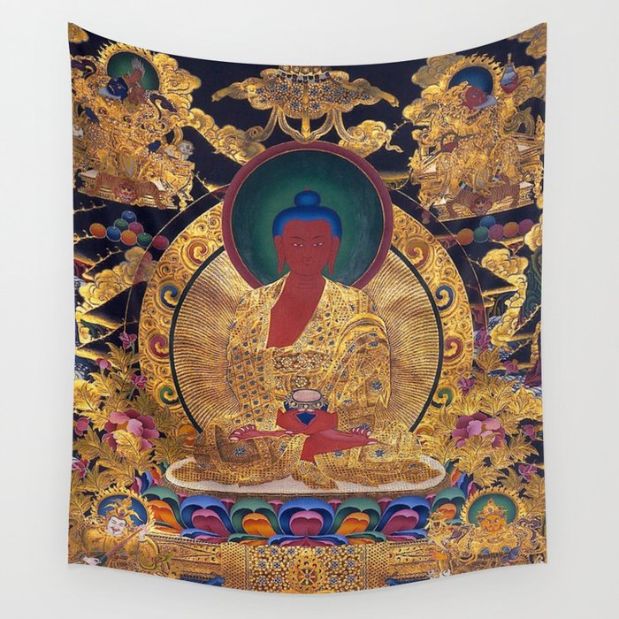 Amitabha Buddha Golden Shambala Thangka Wall Tapestry