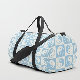 Checkered Yin Yang Pattern (Creamy Milk & Baby Blue Color Palette) Duffle Bag
