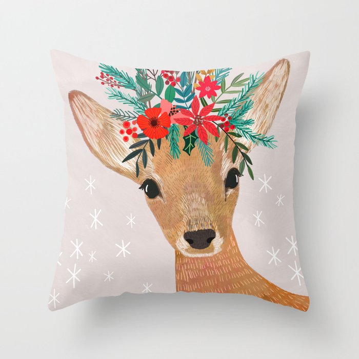 Christmas Deer Throw Pillow