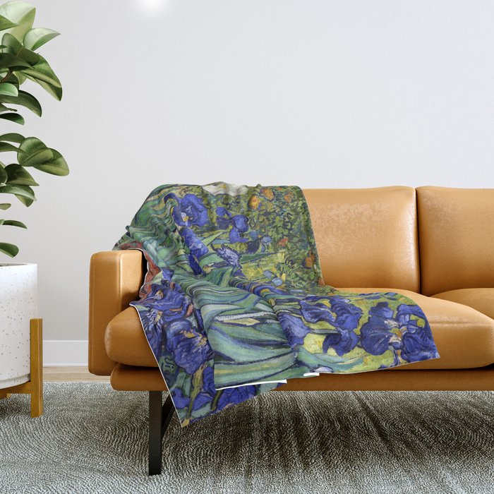 Irises by Vincent van Gogh Throw Blanket