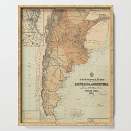 Vintage Map of Argentina (1882) Serving Tray