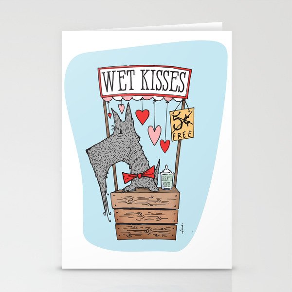 Scottie scottish terrier dog kisses valentines day wet kisses booth  Stationery Cards