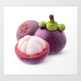 Cut mangosteens Art Print | Cutout, Diet, Fresh, Vegan, Tropical, Fruits, Juice, Eating, Healthy, Segments 