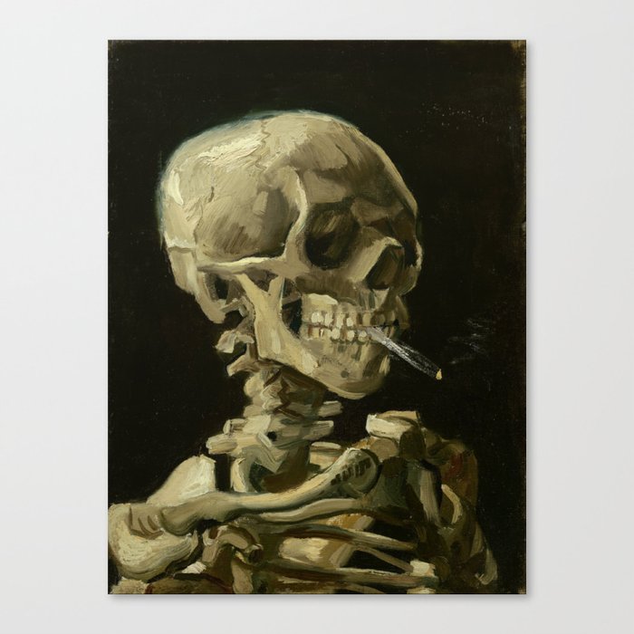 Head of a skeleton with a burning cigarette by Vincent van Gogh Canvas Print