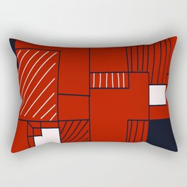 Black, Red, and White Geometric Blocks Rectangular Pillow