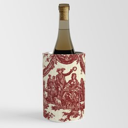 Red Toile Woman Being Crowned with a Circlet of Roses Wine Chiller