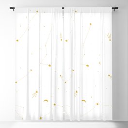 Gold and white star pattern Blackout Curtain