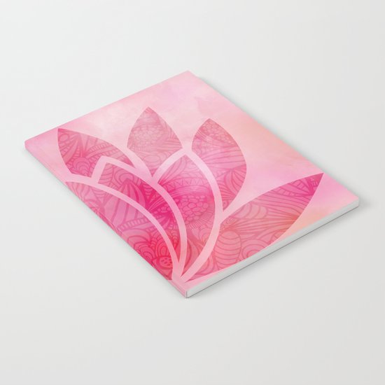Zen Watercolor Lotus Flower Yoga Symbol Notebook