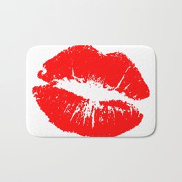 Red Sexy Lips Kiss Print Clipart Illustration Bath Mat