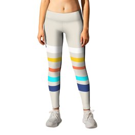 Inkaa - Colourful Summer Retro Ink Stripes Design  Leggings