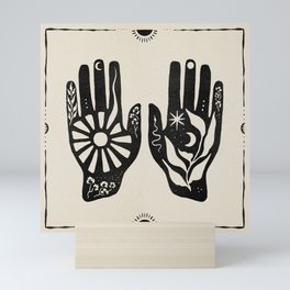 Magic Hands | Digital Blockprint | Reiki Spiritual Healing Etnic Art Print Mini Art Print