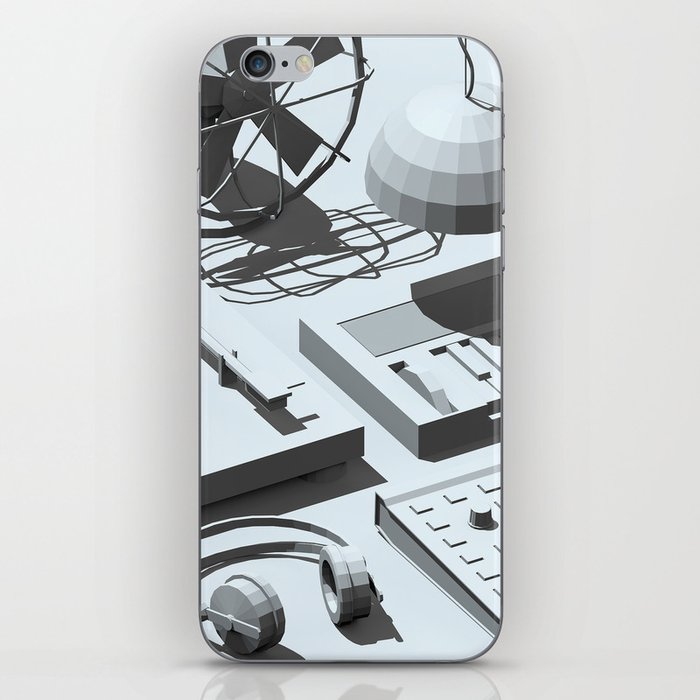 Low Poly Studio Objects 3D Illustration Grey iPhone Skin