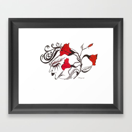 A Flowered Face Framed Art Print