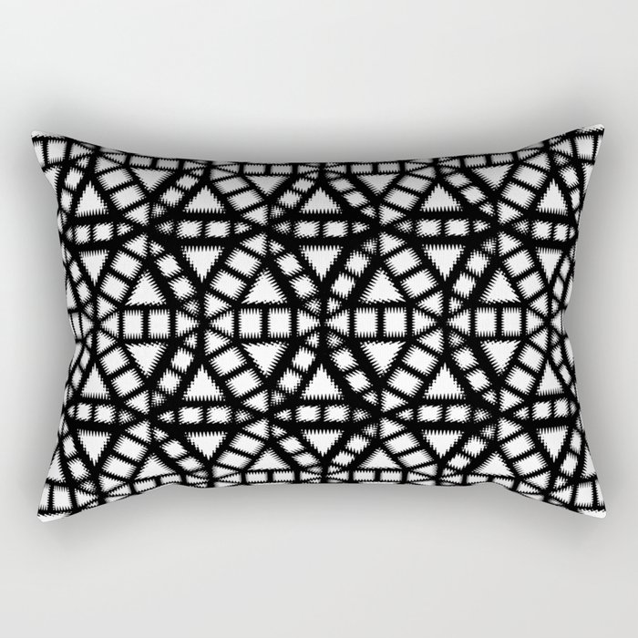 Black and White Pinwheel Pattern Illustration - Digital Geometric Artwork Rectangular Pillow
