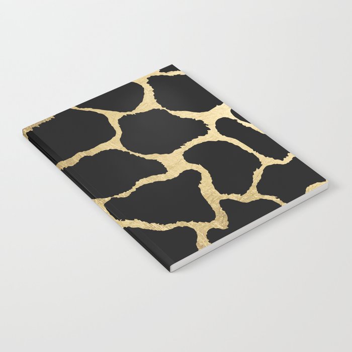 Elegant Abstract Black Gold Giraffe Animal Print Notebook