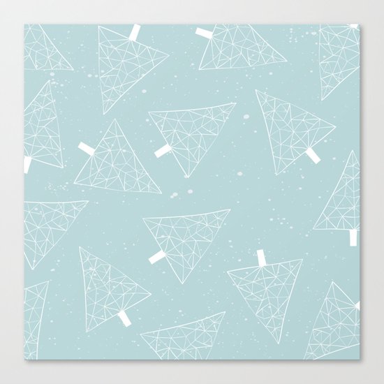 Christmas Trees Light Blue Canvas Print