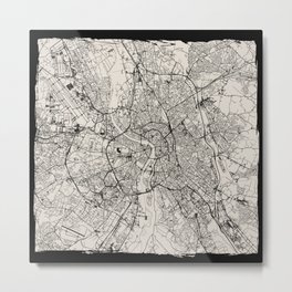 Toulouse, France - Artistic Map - Black and White Metal Print