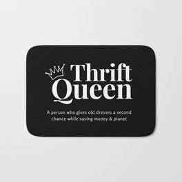 Thrift Queen ( Black&White ) Bath Mat | Digital, Crown, Boho, Graphite, Thriftstore, Thriftqueen, Queen, Dormdecors, Sustainablefashion, Upcycling 