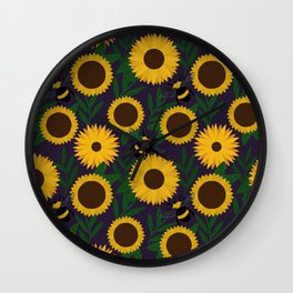 Sunflower Bee Pattern Wall Clock